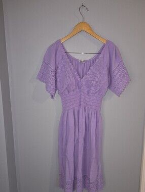 Lilac Crochet-Detail Women's Dress